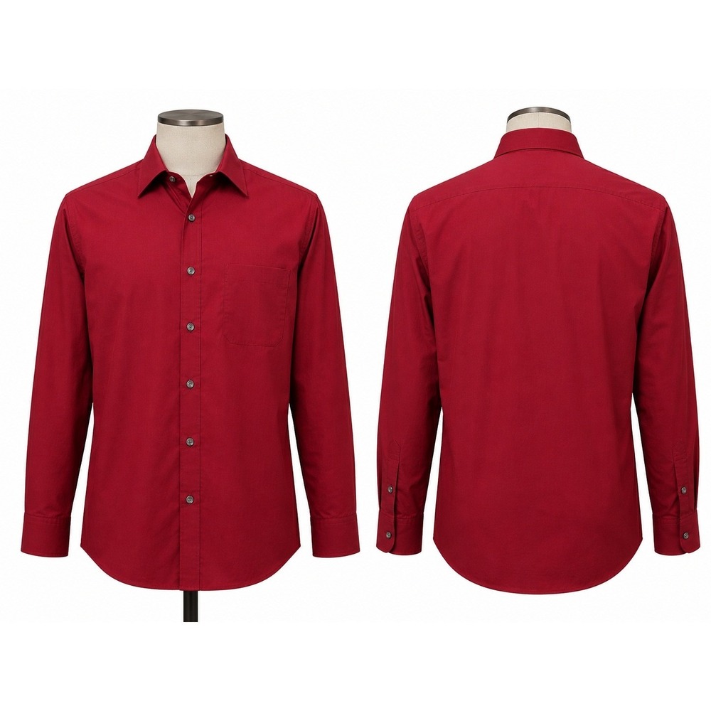 J Ferrar Mens XL 17-17.5 34-35 Red Slim Fit Cotton Blend Dress Shirt